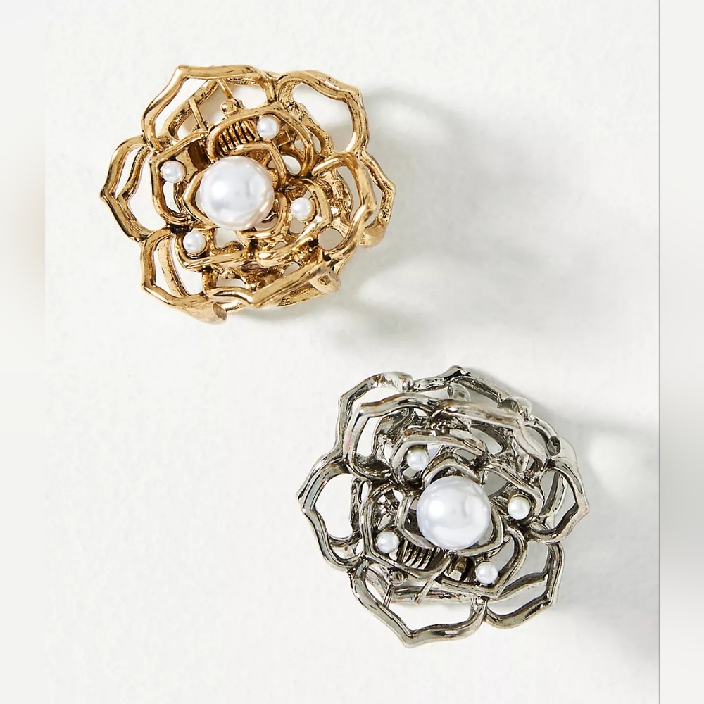 Anthropologie Mini Floral Hair Claw Clips, Set of 2